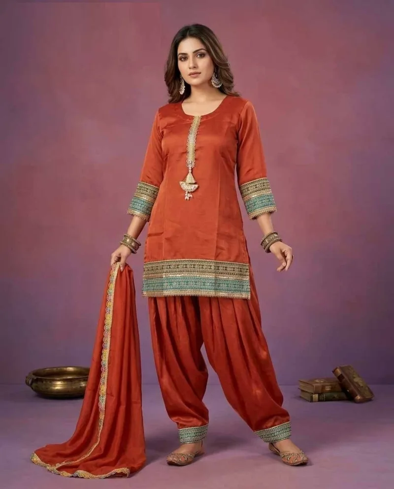 K 1328 By Naisha Roman Glass Gota Patti Farshi Salwar Kameez